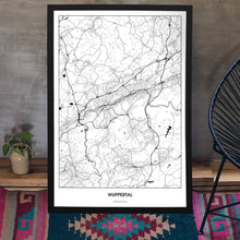 Lade das Bild in den Galerie-Viewer, Wuppertal Light Poster - Minimal - Vorschau aufgestellt auf Boden an grauer Wand angelehnt