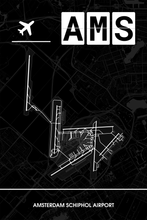 Lade das Bild in den Galerie-Viewer, Amsterdam Schiphol Airport (Flughafen AMS / EHAM) Dark Poster - Minimal - Detailansicht
