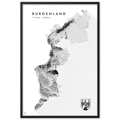 Burgenland 3D-Relief Schwarz-Weiß Kunstdruck Detailansicht