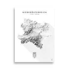Lade das Bild in den Galerie-Viewer, Niederösterreich 3D-Relief Schwarz-Weiß Kunstdruck Detailansicht
