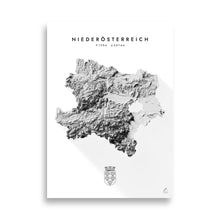 Lade das Bild in den Galerie-Viewer, Niederösterreich 3D-Relief Schwarz-Weiß Kunstdruck Detailansicht
