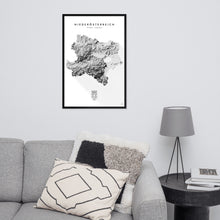 Lade das Bild in den Galerie-Viewer, Niederösterreich 3D-Relief Schwarz-Weiß Kunstdruck im Wohnraum
