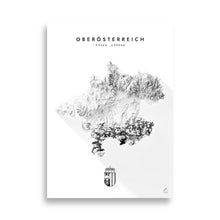 Lade das Bild in den Galerie-Viewer, Oberösterreich 3D-Relief Schwarz-Weiß Kunstdruck Detailansicht
