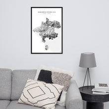 Lade das Bild in den Galerie-Viewer, Oberösterreich 3D-Relief Schwarz-Weiß Kunstdruck im Wohnraum
