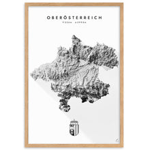 Lade das Bild in den Galerie-Viewer, Oberösterreich 3D-Relief Schwarz-Weiß Kunstdruck Detailansicht
