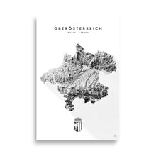 Lade das Bild in den Galerie-Viewer, Oberösterreich 3D-Relief Schwarz-Weiß Kunstdruck Detailansicht
