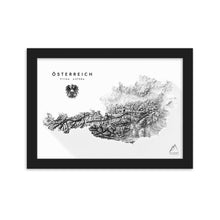 Lade das Bild in den Galerie-Viewer, Österreich 3D-Relief Schwarz-Weiß Kunstdruck Detailansicht
