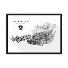 Lade das Bild in den Galerie-Viewer, Österreich 3D-Relief Schwarz-Weiß Kunstdruck Detailansicht

