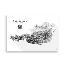 Lade das Bild in den Galerie-Viewer, Österreich 3D-Relief Schwarz-Weiß Kunstdruck Detailansicht
