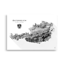 Lade das Bild in den Galerie-Viewer, Österreich 3D-Relief Schwarz-Weiß Kunstdruck Detailansicht
