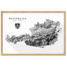 Lade das Bild in den Galerie-Viewer, Österreich 3D-Relief Schwarz-Weiß Kunstdruck Detailansicht
