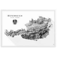 Lade das Bild in den Galerie-Viewer, Österreich 3D-Relief Schwarz-Weiß Kunstdruck Detailansicht
