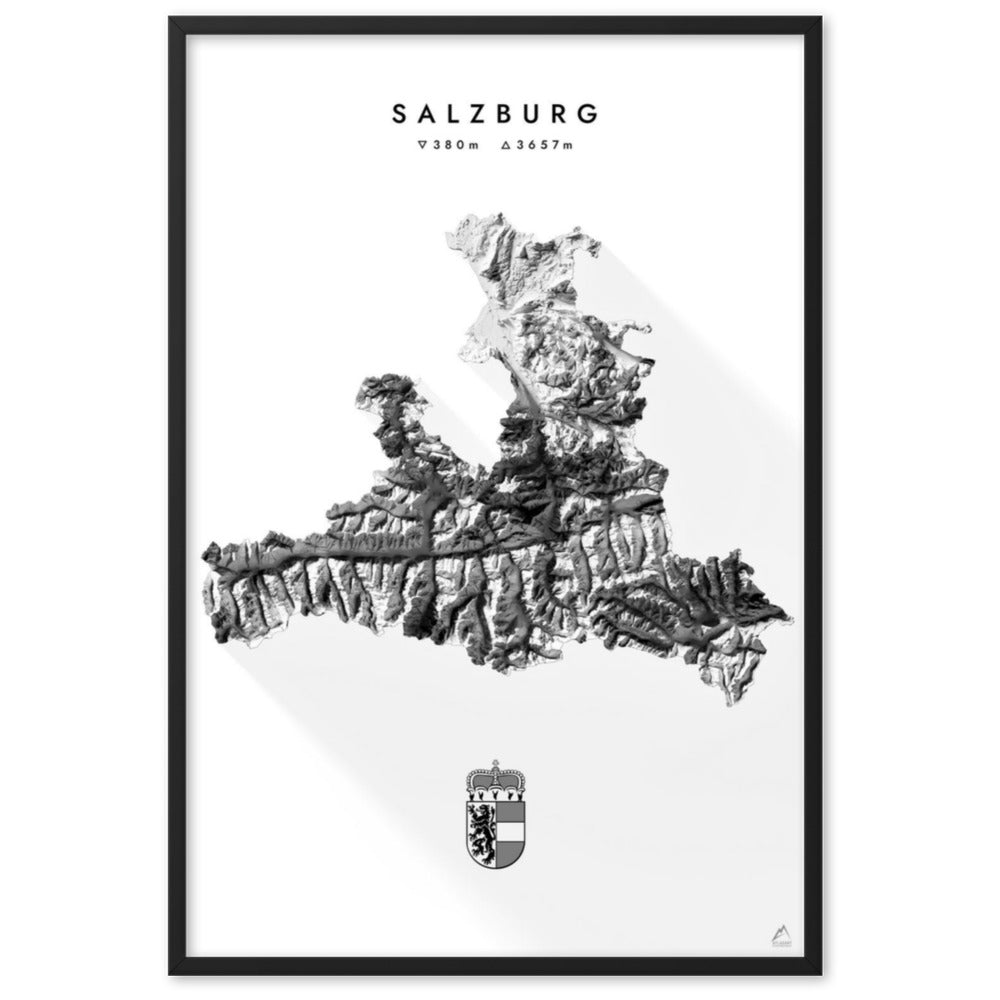 Salzburg 3D-Relief Schwarz-Weiß Kunstdruck Detailansicht
