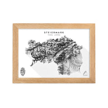 Lade das Bild in den Galerie-Viewer, Steiermark 3D-Relief Schwarz-Weiß Kunstdruck Detailansicht

