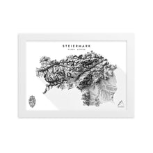 Lade das Bild in den Galerie-Viewer, Steiermark 3D-Relief Schwarz-Weiß Kunstdruck Detailansicht
