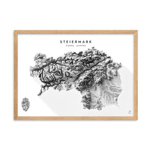 Lade das Bild in den Galerie-Viewer, Steiermark 3D-Relief Schwarz-Weiß Kunstdruck Detailansicht
