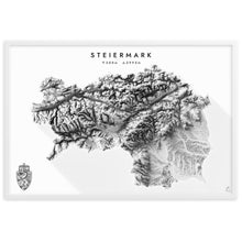 Lade das Bild in den Galerie-Viewer, Steiermark 3D-Relief Schwarz-Weiß Kunstdruck Detailansicht
