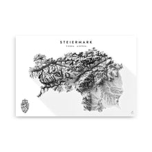 Lade das Bild in den Galerie-Viewer, Steiermark 3D-Relief Schwarz-Weiß Kunstdruck Detailansicht

