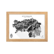 Lade das Bild in den Galerie-Viewer, Steiermark 3D-Relief Schwarz-Weiß Kunstdruck Detailansicht
