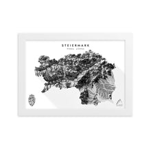 Lade das Bild in den Galerie-Viewer, Steiermark 3D-Relief Schwarz-Weiß Kunstdruck Detailansicht
