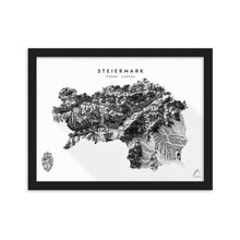 Lade das Bild in den Galerie-Viewer, Steiermark 3D-Relief Schwarz-Weiß Kunstdruck Detailansicht
