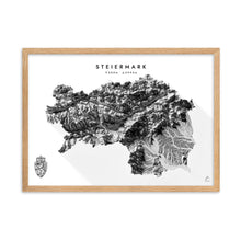 Lade das Bild in den Galerie-Viewer, Steiermark 3D-Relief Schwarz-Weiß Kunstdruck Detailansicht

