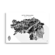 Lade das Bild in den Galerie-Viewer, Steiermark 3D-Relief Schwarz-Weiß Kunstdruck Detailansicht
