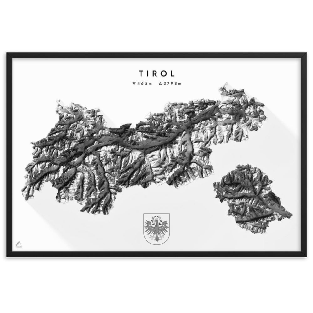 Tirol 3D-Relief Schwarz-Weiß Kunstdruck Detailansicht