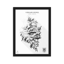 Lade das Bild in den Galerie-Viewer, Vorarlberg 3D-Relief Schwarz-Weiß Kunstdruck Detailansicht

