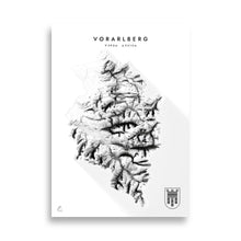 Lade das Bild in den Galerie-Viewer, Vorarlberg 3D-Relief Schwarz-Weiß Kunstdruck Detailansicht
