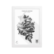 Lade das Bild in den Galerie-Viewer, Vorarlberg 3D-Relief Schwarz-Weiß Kunstdruck Detailansicht
