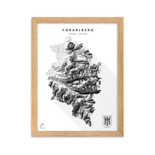 Lade das Bild in den Galerie-Viewer, Vorarlberg 3D-Relief Schwarz-Weiß Kunstdruck Detailansicht
