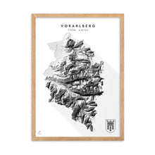 Lade das Bild in den Galerie-Viewer, Vorarlberg 3D-Relief Schwarz-Weiß Kunstdruck Detailansicht
