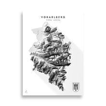 Lade das Bild in den Galerie-Viewer, Vorarlberg 3D-Relief Schwarz-Weiß Kunstdruck Detailansicht
