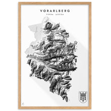 Lade das Bild in den Galerie-Viewer, Vorarlberg 3D-Relief Schwarz-Weiß Kunstdruck Detailansicht
