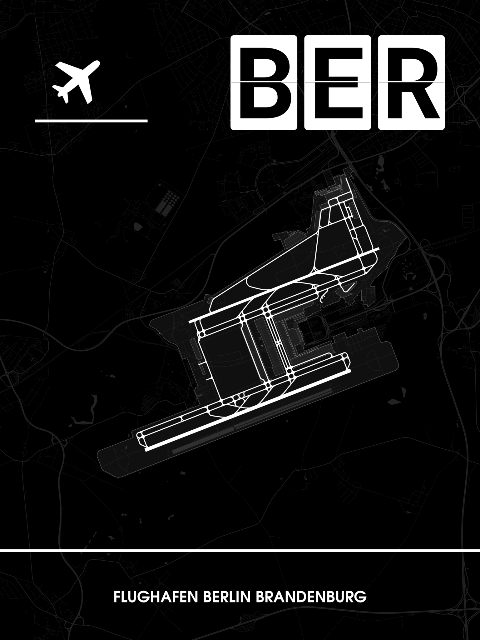 🛫 🇩🇪 Flughafen Berlin Brandenburg (BER / EDDB) Poster – CraftYourMap