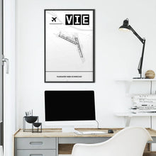 Lade das Bild in den Galerie-Viewer, Flughafen Wien-Schwechat (VIE / LOWW) Light Poster - Minimal - Vorschau über Schreibtisch vor einer weißen Wand
