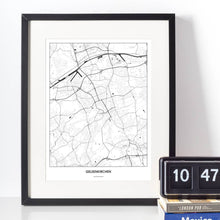 Lade das Bild in den Galerie-Viewer, Gelsenkirchen Light Poster - Minimal - Vorschau vor weißer Wand zusammen mit Dekoartikeln
