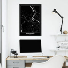 Lade das Bild in den Galerie-Viewer, Gratwein-Straßengel Dark Poster - Minimal - Vorschau über Schreibtisch vor einer weißen Wand
