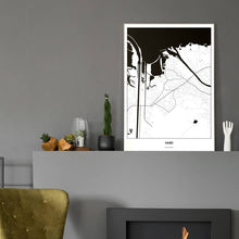 Lade das Bild in den Galerie-Viewer, Hard Light Poster - Minimal - Vorschau in einem eleganten Zimmer mit Kamin und grauer Wandfarbe
