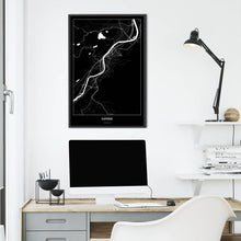 Lade das Bild in den Galerie-Viewer, Kufstein Dark Poster - Minimal - Vorschau über Schreibtisch vor einer weißen Wand
