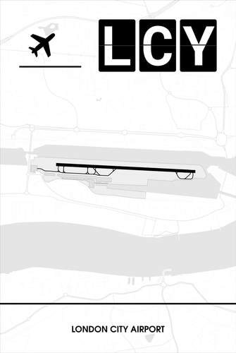 London City Airport (Flughafen LCY / EGLC) Light Poster - Minimal - Detailansicht