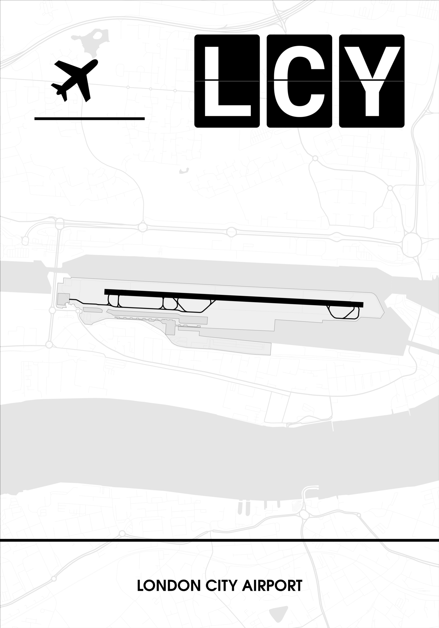 London City Airport (Flughafen LCY / EGLC) Poster - Minimal Design