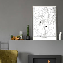 Lade das Bild in den Galerie-Viewer, Salzgitter Light Poster - Minimal - Vorschau in einem eleganten Zimmer mit Kamin und grauer Wandfarbe
