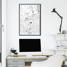 Lade das Bild in den Galerie-Viewer, Salzgitter Light Poster - Minimal - Vorschau über Schreibtisch vor einer weißen Wand
