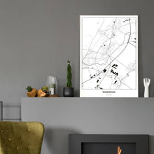 Lade das Bild in den Galerie-Viewer, Traiskirchen Light Poster - Minimal - Vorschau in einem eleganten Zimmer mit Kamin und grauer Wandfarbe

