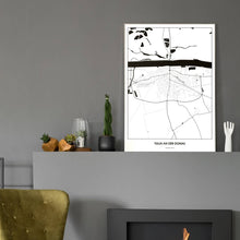 Lade das Bild in den Galerie-Viewer, Tulln an der Donau Light Poster - Minimal - Vorschau in einem eleganten Zimmer mit Kamin und grauer Wandfarbe
