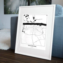 Lade das Bild in den Galerie-Viewer, Tulln an der Donau Light Poster - Minimal - Vorschau in einem Wohnzimmer am Boden aufgestellt und auf der Couch angelehnt
