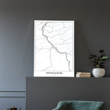 Lade das Bild in den Galerie-Viewer, Waidhofen an der Ybbs Light Poster - Minimal - Vorschau in einem eleganten Zimmer mit Sessel und grauer Wand
