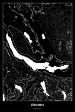 Lade das Bild in den Galerie-Viewer, Zürichsee Dark Poster - Minimal - Detailansicht
